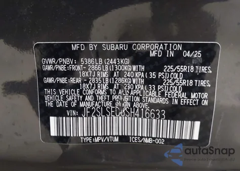 2025 Subaru Forester Hybrid Premium z USA, uszkodzony, nr VIN JF2SLSED6SH416633